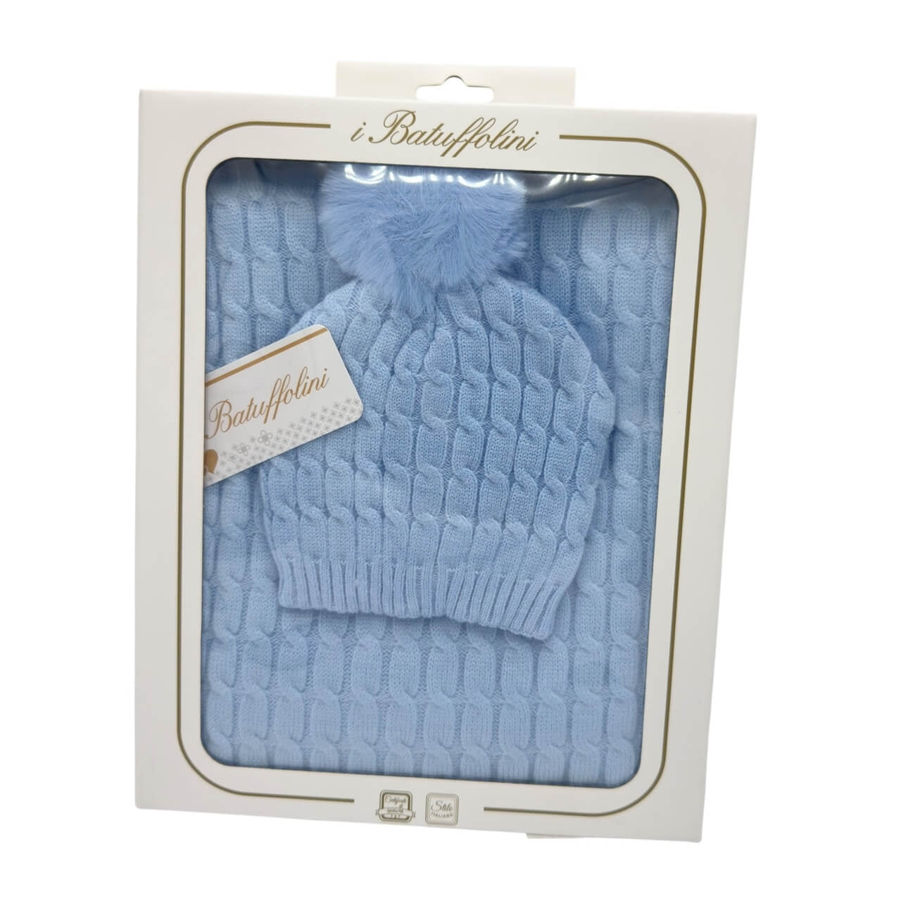 Completo Cappello con Pon Pon + Scialle in Misto Lana
