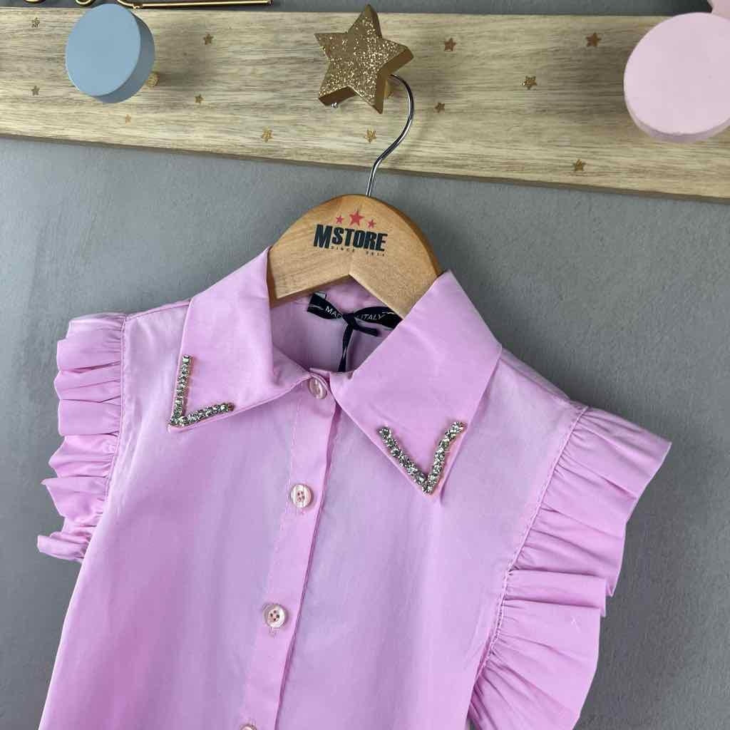 Camicia Bimba Con Perline