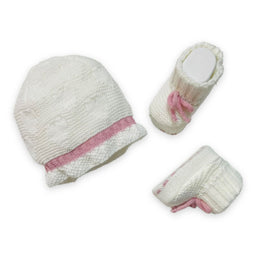 Set Cappello+Scarpe in Misto Lana 0/3 Mesi