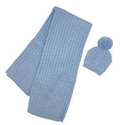Completo Cappello con Pon Pon + Scialle in Misto Lana
