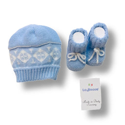 Set Cappello+Scarpe in Misto Lana 0/3 Mesi