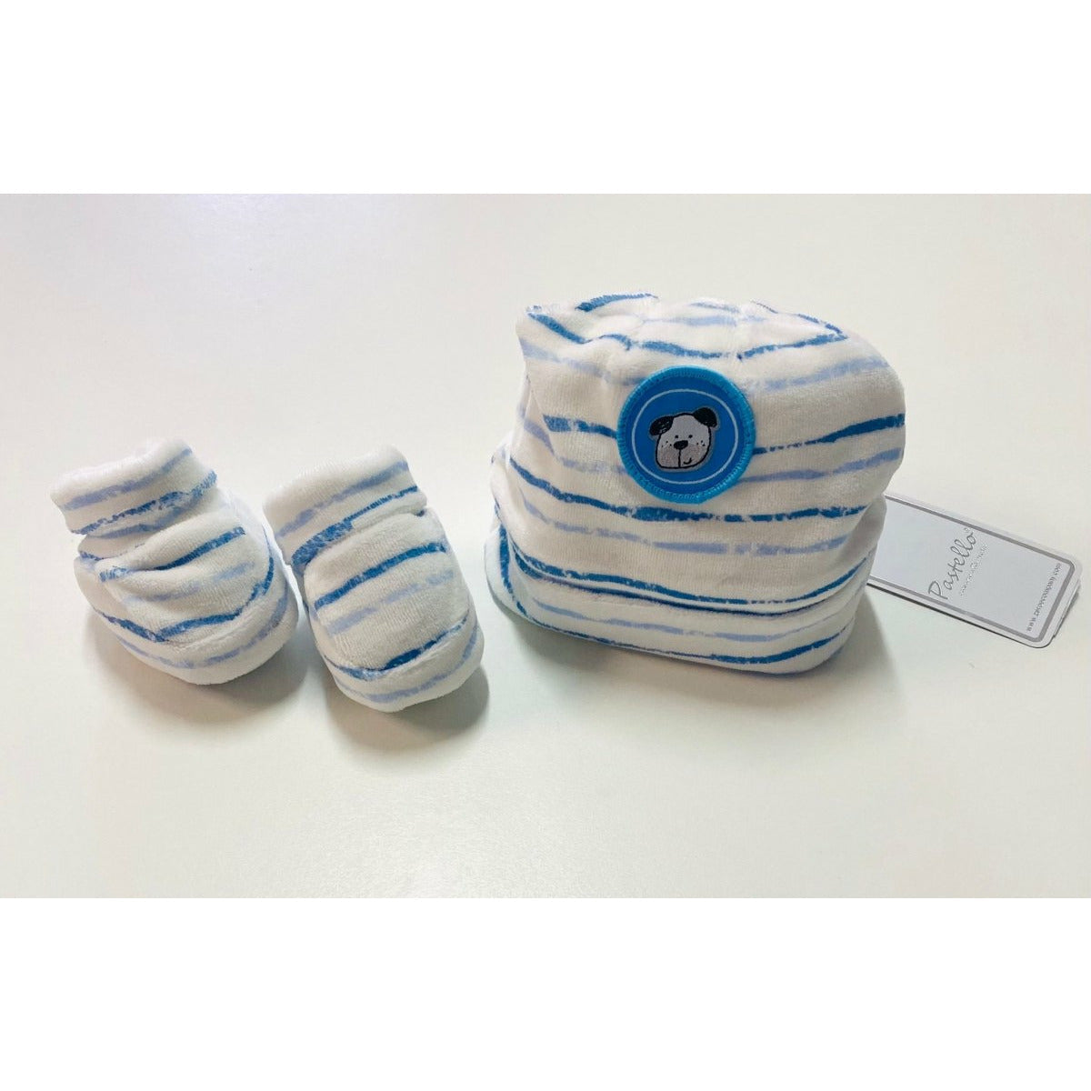 Set Cappello+Scarpe in ciniglia Pastello 0/3 Mesi