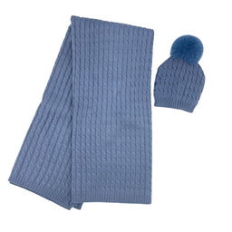 Completo Cappello con Pon Pon + Scialle in Misto Lana