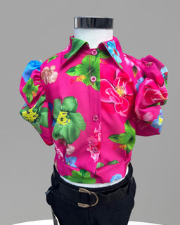 Camicia Bimba Con Manica a Sbuffo