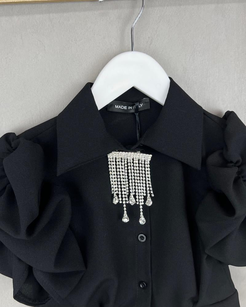 Camicia Bimba Con Manica a Sbuffo