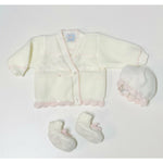 Set Golfino+Scarpette+Cappello in Misto Lana 0/6 Mesi