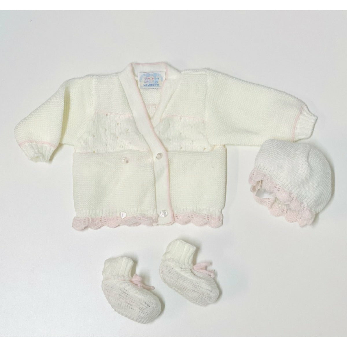 Set Golfino+Scarpette+Cappello in Misto Lana 0/6 Mesi
