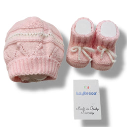 Set Cappello+scarpe in Misto Lana 0/3 Mesi