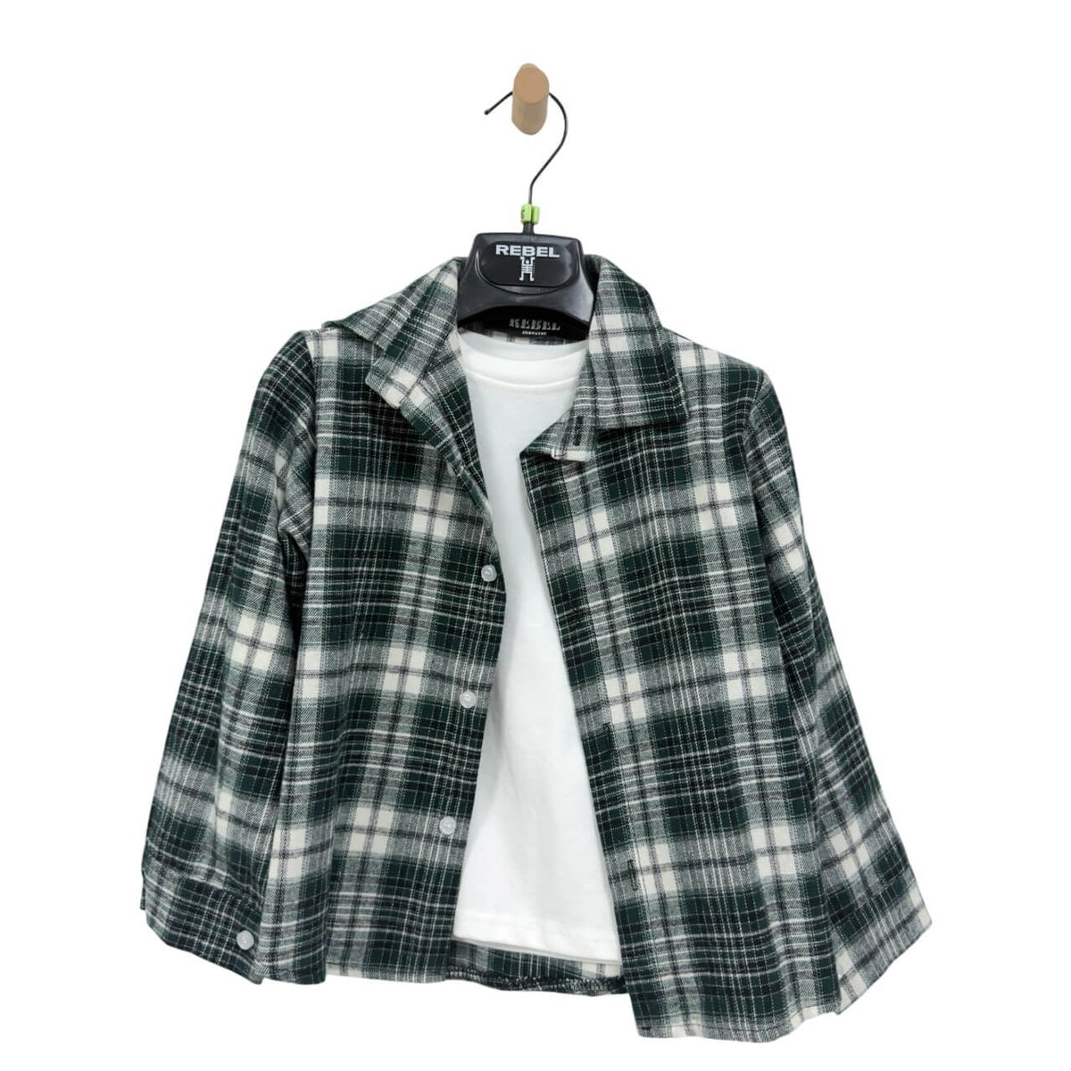 Camicia Flanella Bimbo + T-shirt Bianca - Rebel
