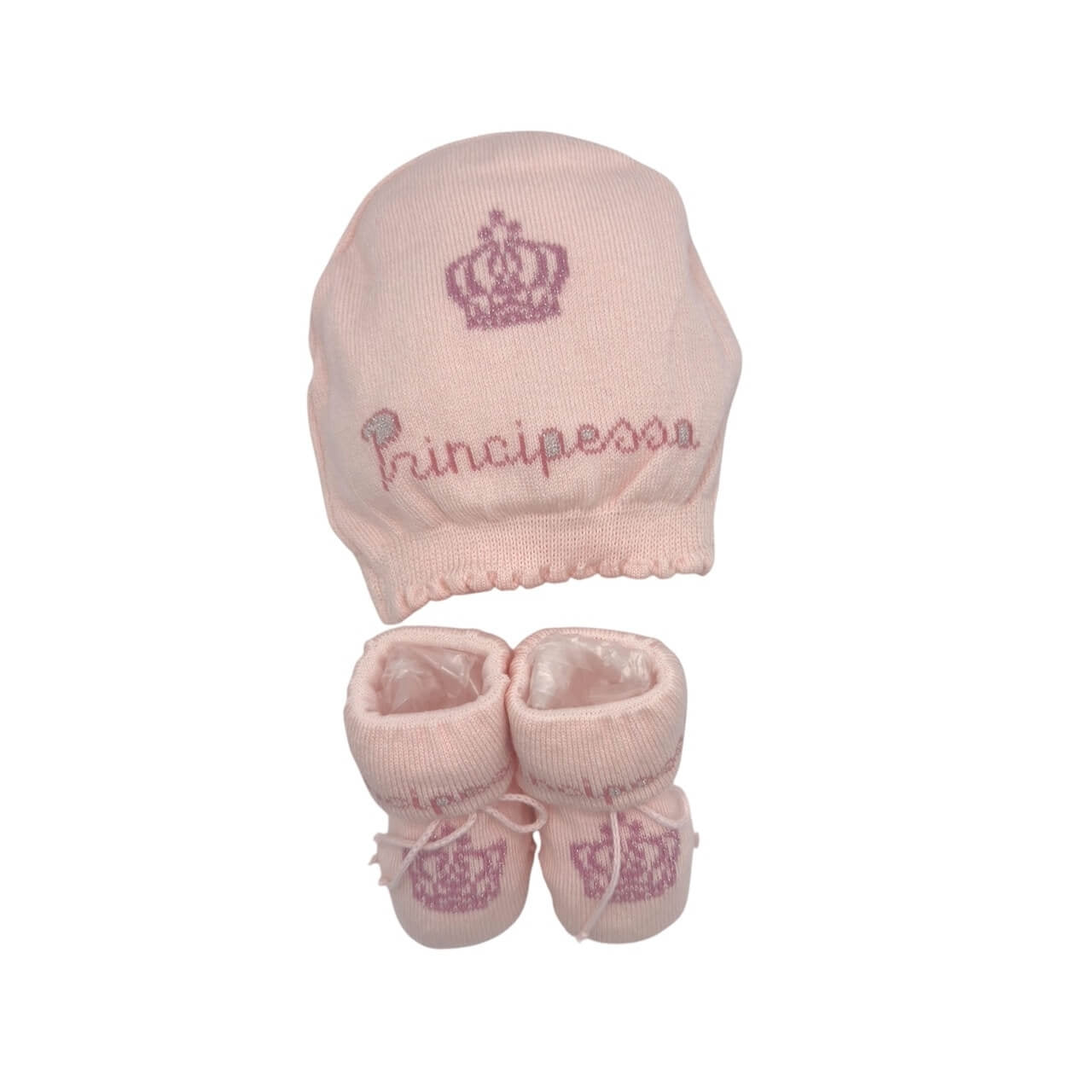 Set Principessa Cappello + scarpe in Caldo Cotone 0/6 Mesi