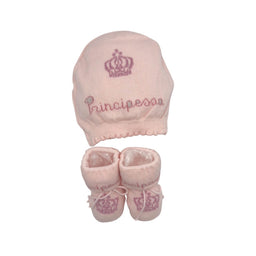 Set Principessa Cappello + scarpe in Caldo Cotone 0/6 Mesi