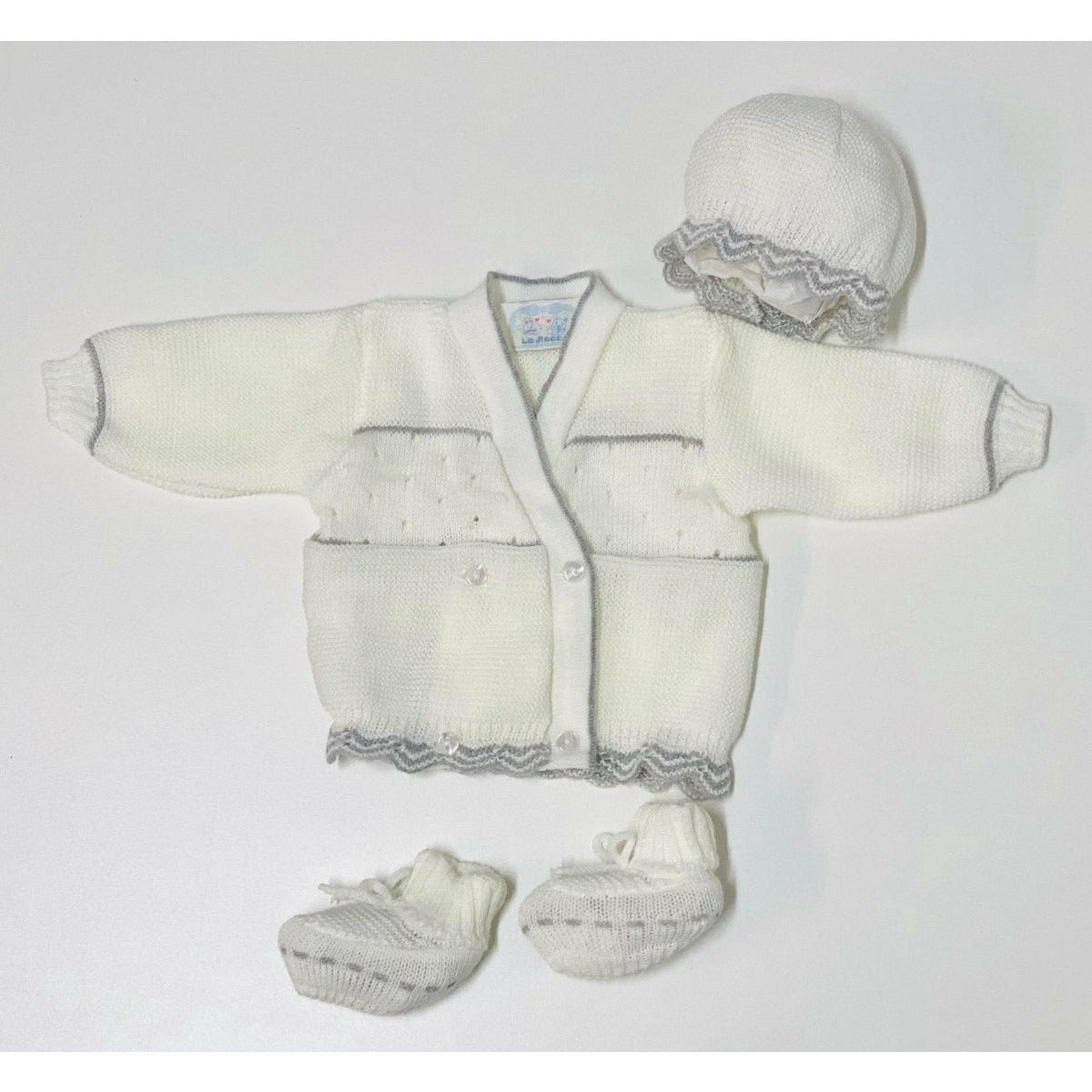 Set Golfino+Scarpette+Cappello in Misto Lana 0/6 Mesi