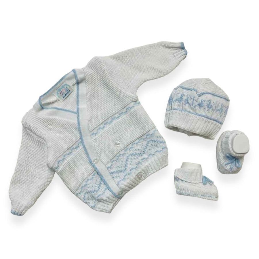 Set Golfino+Scarpette+Cappello in Cotone 0/6 Mesi