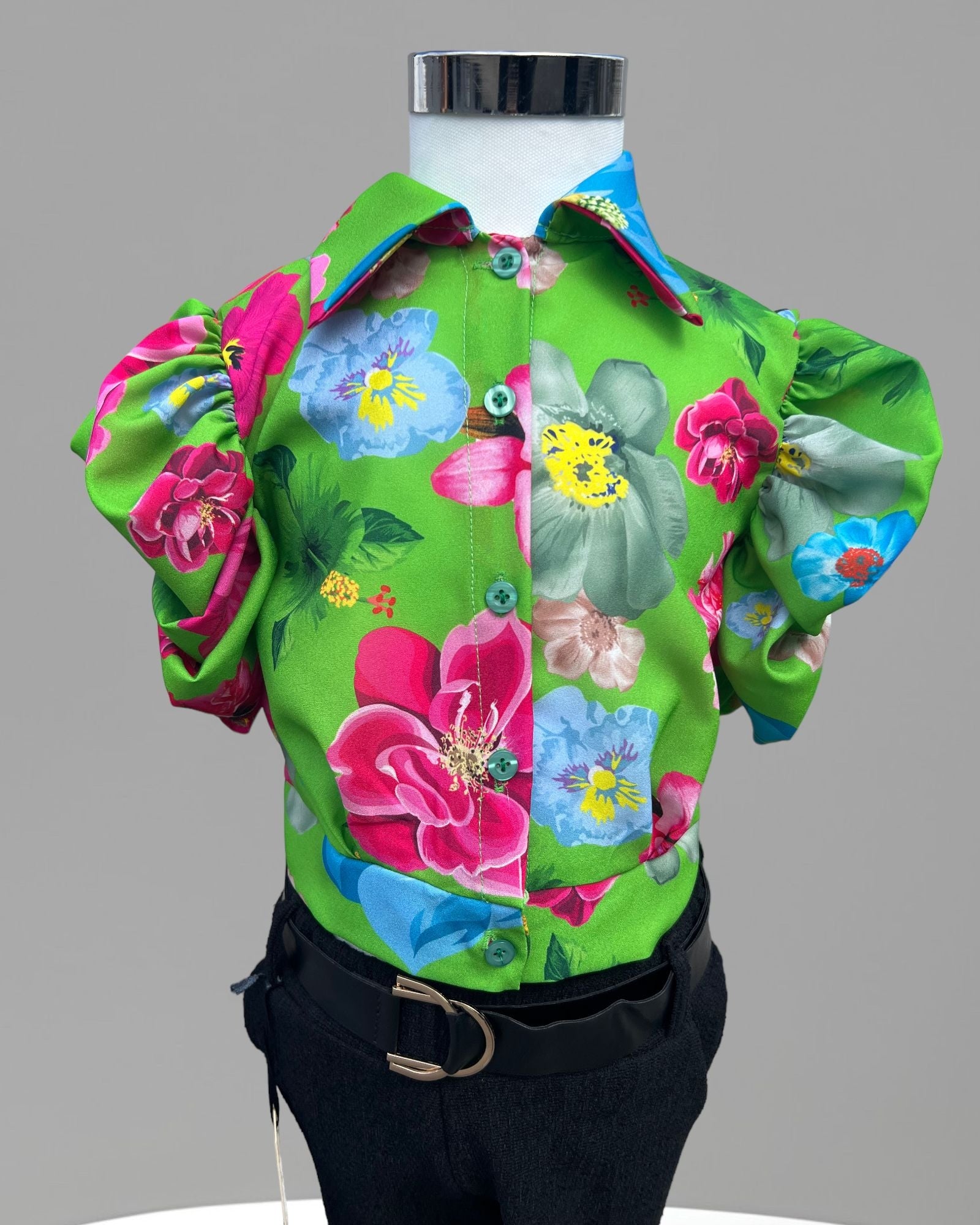 Camicia Bimba Con Manica a Sbuffo