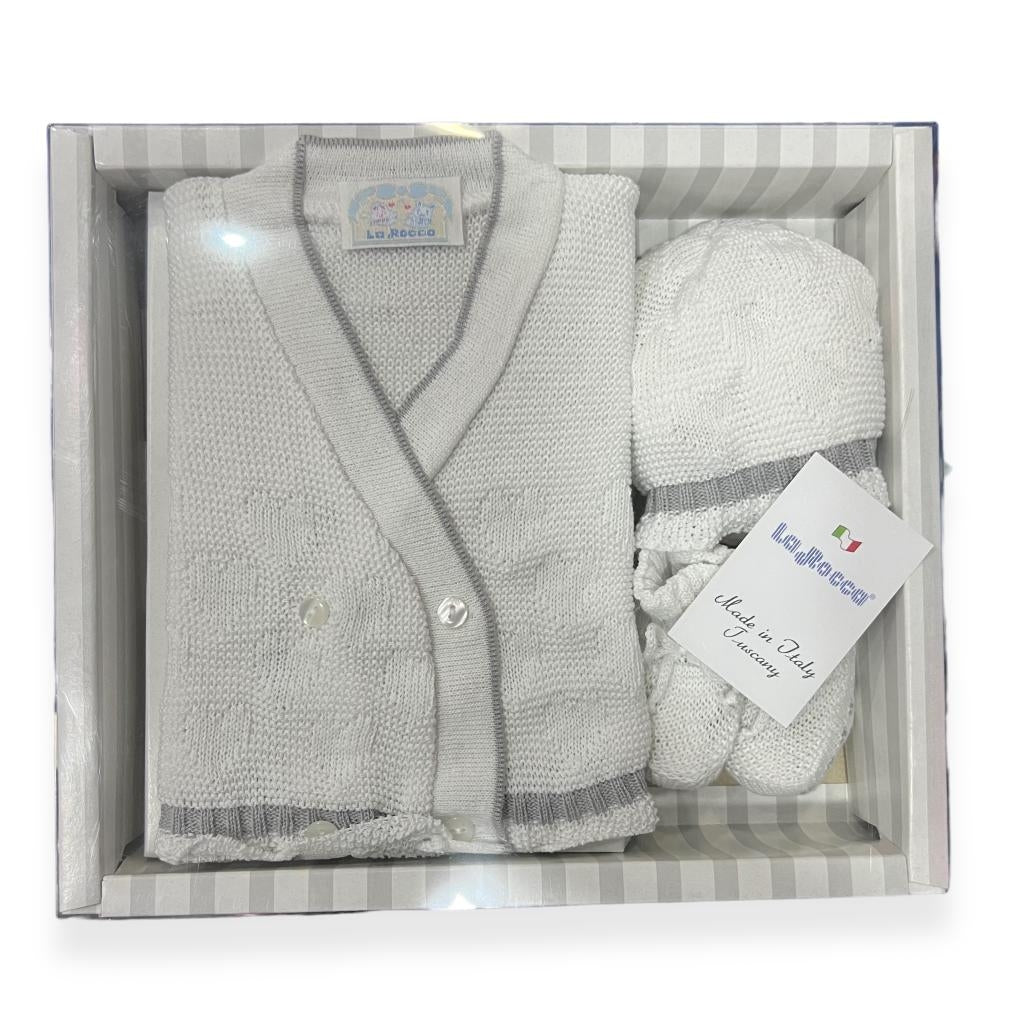 Set Golfino+Scarpette+Cappello in Cotone 0/6 Mesi