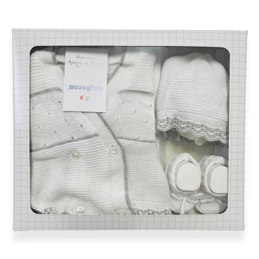 Set Golfino+Scarpette+Cappello in Cotone 0/6 Mesi