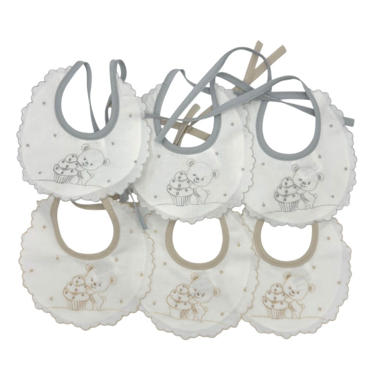 6 Bavette Ricamate Irge con Laccetti