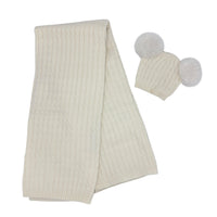 Completo Cappello con 2 Pon Pon + Scialle in Misto Lana