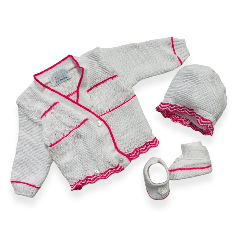 Set Golfino+Scarpette+Cappello in Cotone 0/6 Mesi