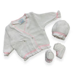 Set Golfino+Scarpette+Cappello in Cotone 0/6 Mesi