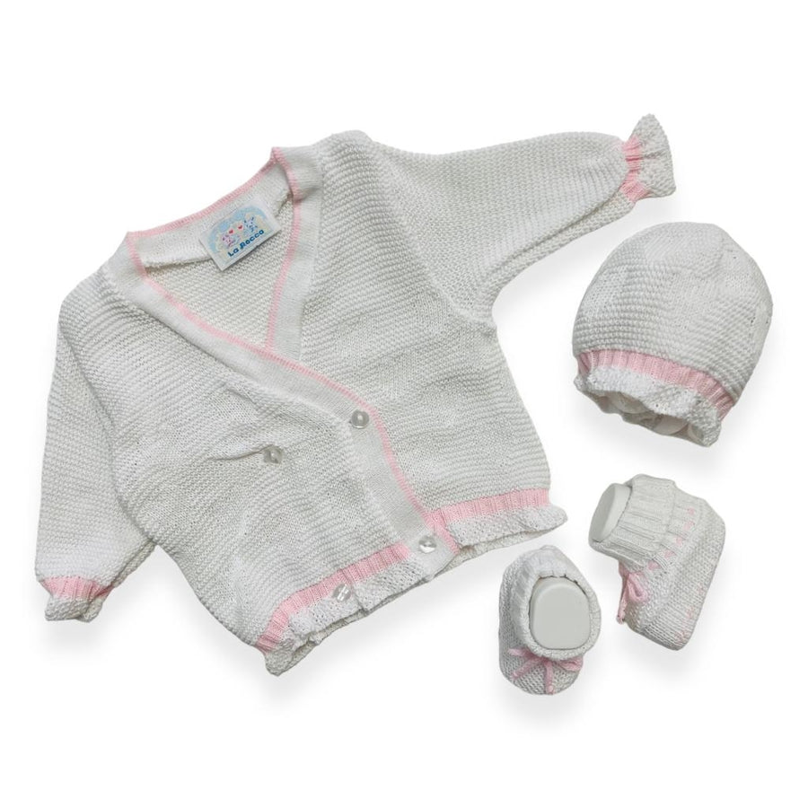 Set Golfino+Scarpette+Cappello in Cotone 0/6 Mesi