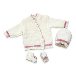 Golfino+Scarpette+Cappello in Misto Lana 0/6 Mesi