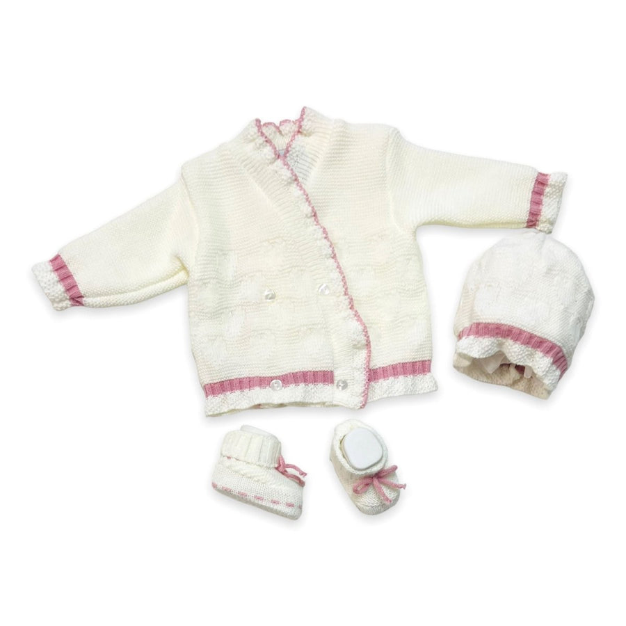 Golfino+Scarpette+Cappello in Misto Lana 0/6 Mesi
