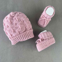 Set Cappello+Scarpe in Misto Lana 0/3 Mesi