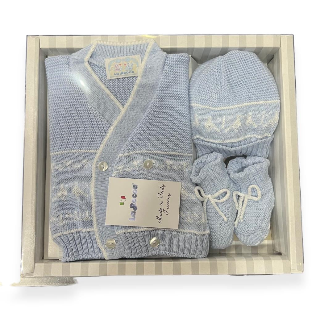 Set Golfino+Scarpette+Cappello in Cotone 0/6 Mesi