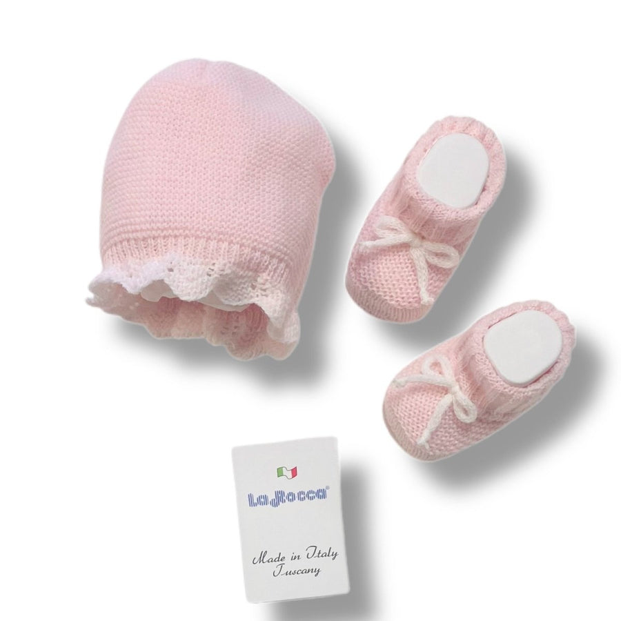 Set Cappello+scarpe in Misto Lana