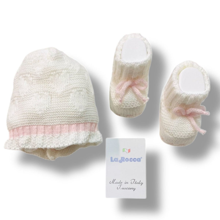 Set Cappello+scarpe in Misto Lana 0/3 Mesi