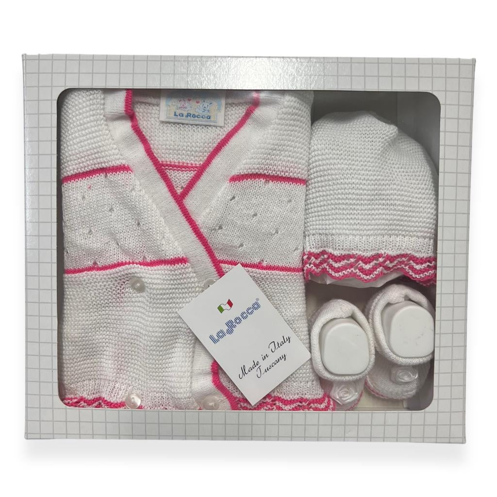Set Golfino+Scarpette+Cappello in Cotone 0/6 Mesi