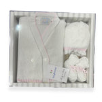 Set Golfino+Scarpette+Cappello in Cotone 0/6 Mesi