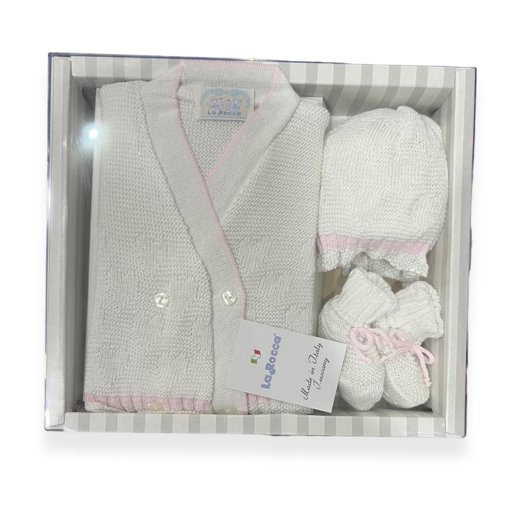 Set Golfino+Scarpette+Cappello in Cotone 0/6 Mesi