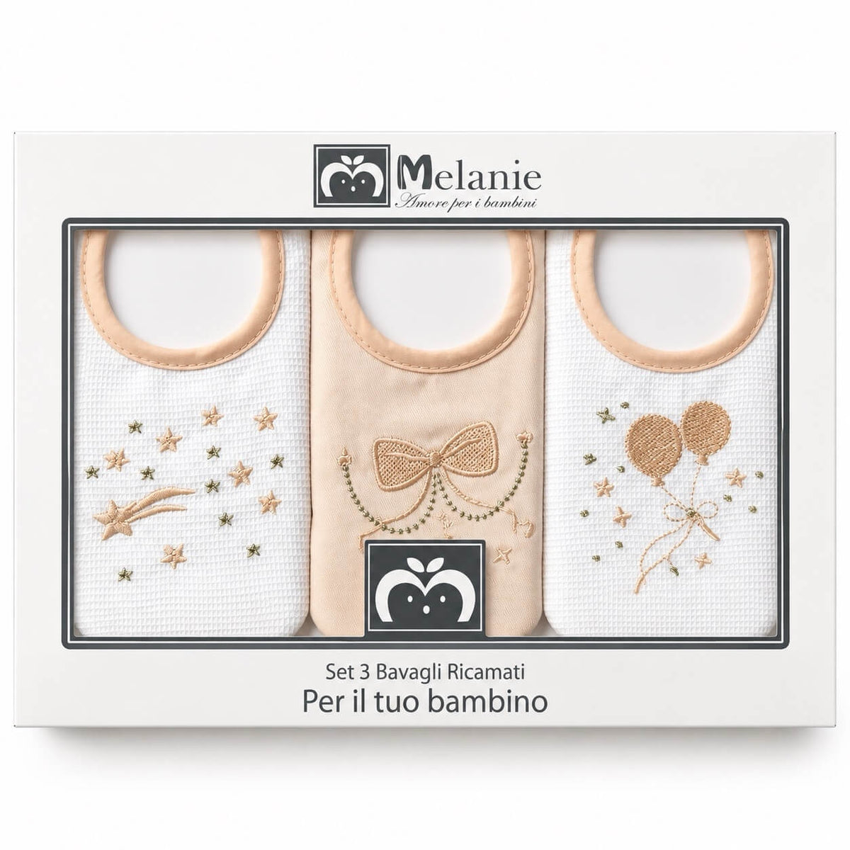 3 Bavette Ricamate Melanie con Laccetti