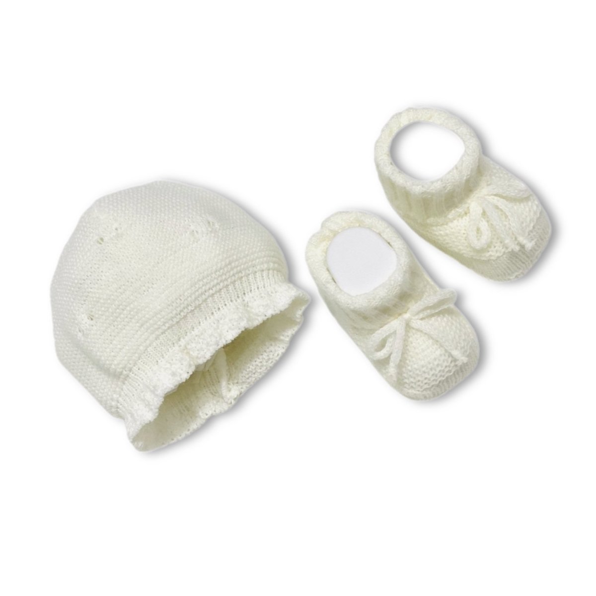 Set Cappello+scarpe in Misto Lana 0/3 Mesi