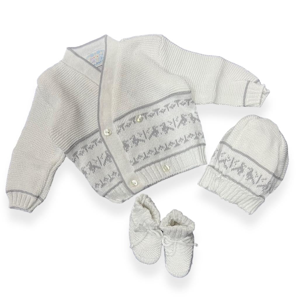 Set Golfino+Scarpette+Cappello in Cotone 0/6 Mesi