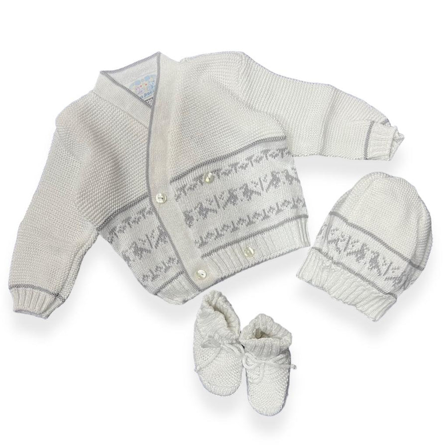 Set Golfino+Scarpette+Cappello in Cotone 0/6 Mesi