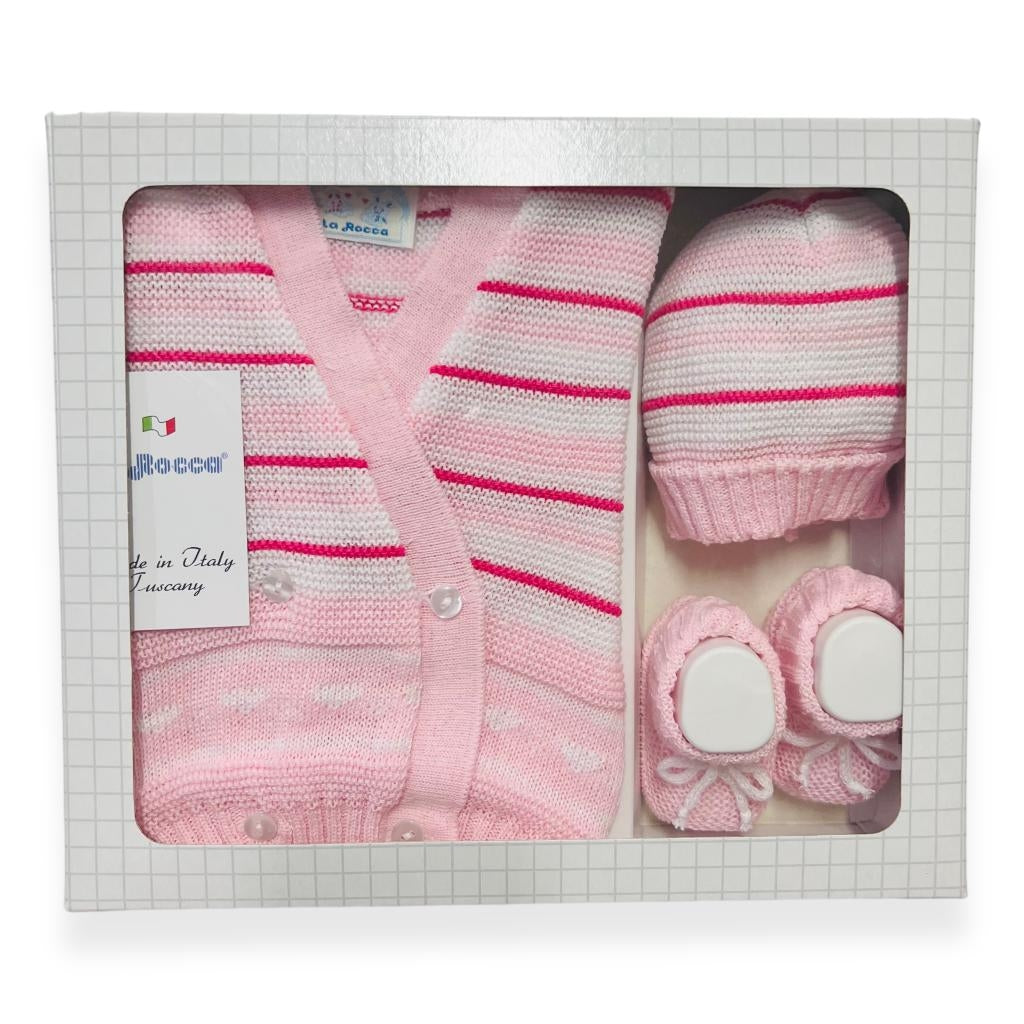 Set Golfino+Scarpette+Cappello in Cotone 0/6 Mesi