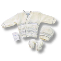Set Golfino+Scarpette+Cappello in Misto Lana 0/6 Mesi