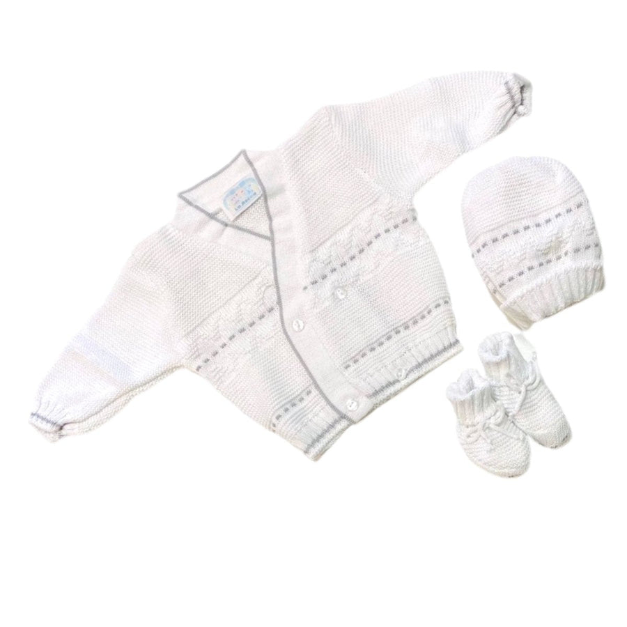 Set Golfino+Scarpette+Cappello in Cotone 0/6 Mesi