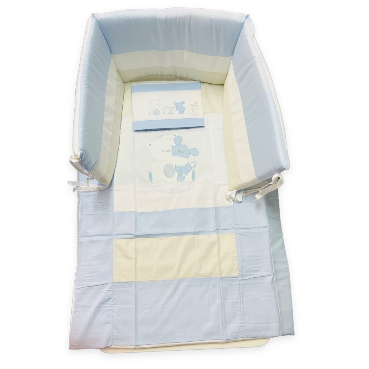 Completo trapunta lettino con lenzuola e paracolpi Pastello