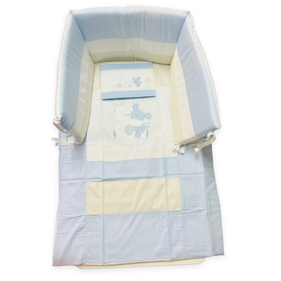 Completo trapunta lettino con lenzuola e paracolpi Pastello