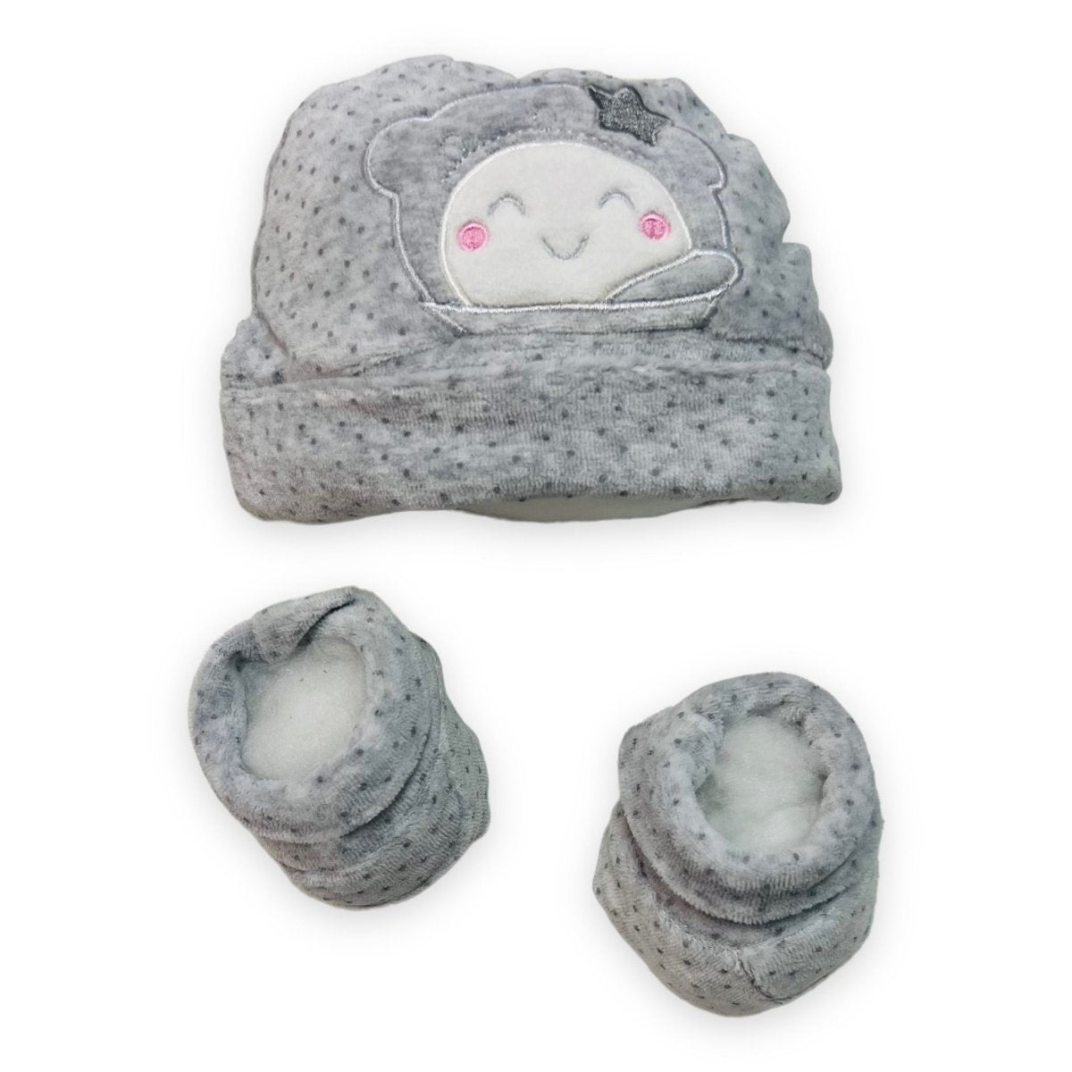 Set Cappello+Scarpe in ciniglia Pastello 0/3 Mesi