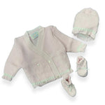 Set Golfino+Scarpette+Cappello in Cotone 0/6 Mesi