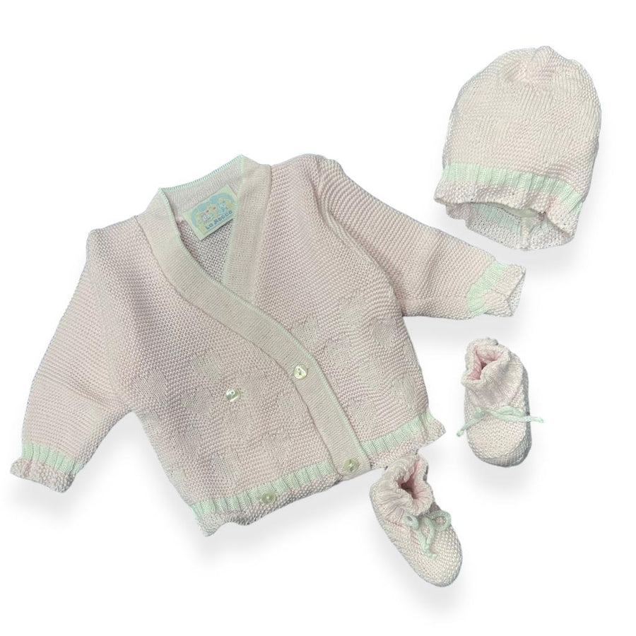Set Golfino+Scarpette+Cappello in Cotone 0/6 Mesi