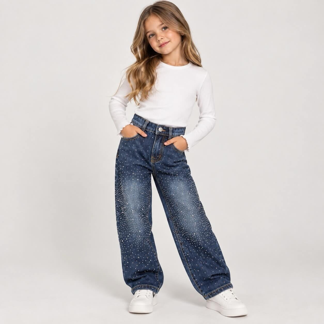 Jeans balloon Diamonds Avanti e Indietro bambina
