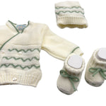 Set Golfino+Scarpette+Cappello in Misto Lana 0/6 Mesi
