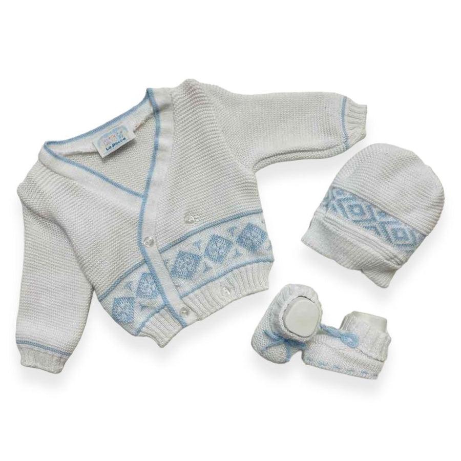 Set Golfino+Scarpette+Cappello in Cotone 0/6 Mesi