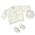 Set Golfino+Scarpette+Cappello in Misto Lana 0/6 Mesi